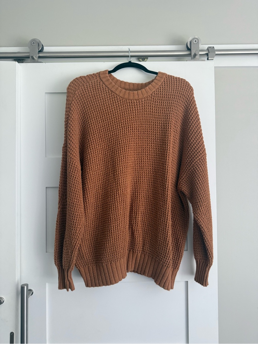 American Eagle Waffle Crewneck Sweater — Brown